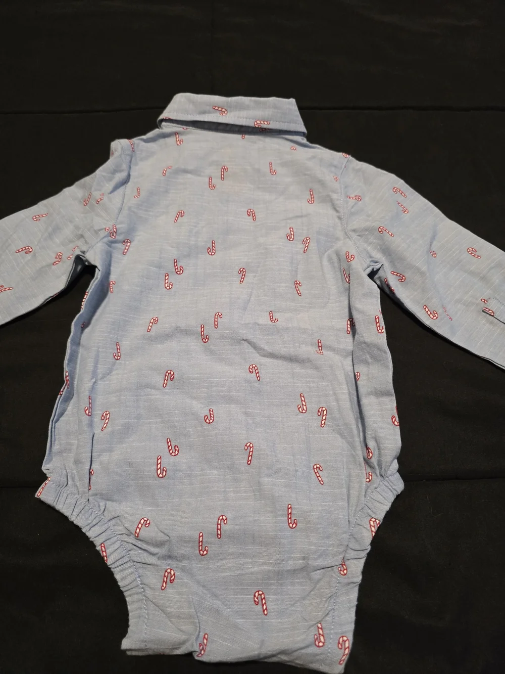 Cat & Jack Baby Candy Cane Bodysuit Blue Red Christmas Bow Tie Size 12M